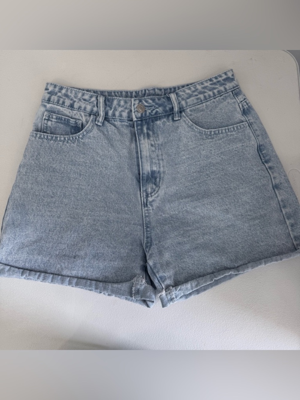 SHEIN Light Blue High-Rise Denim Shorts